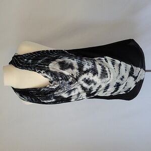 Young, Fabulous & Broke Tie Dye Racerback Tunic Dress Black & White Size Medium